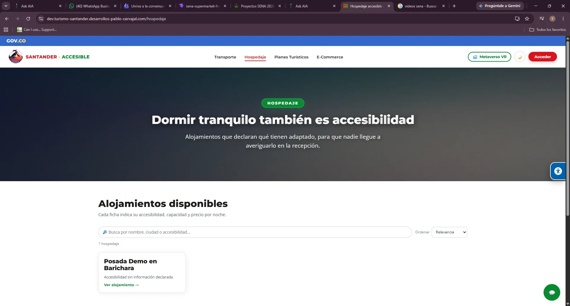 Santander Accesible: Hospedaje
