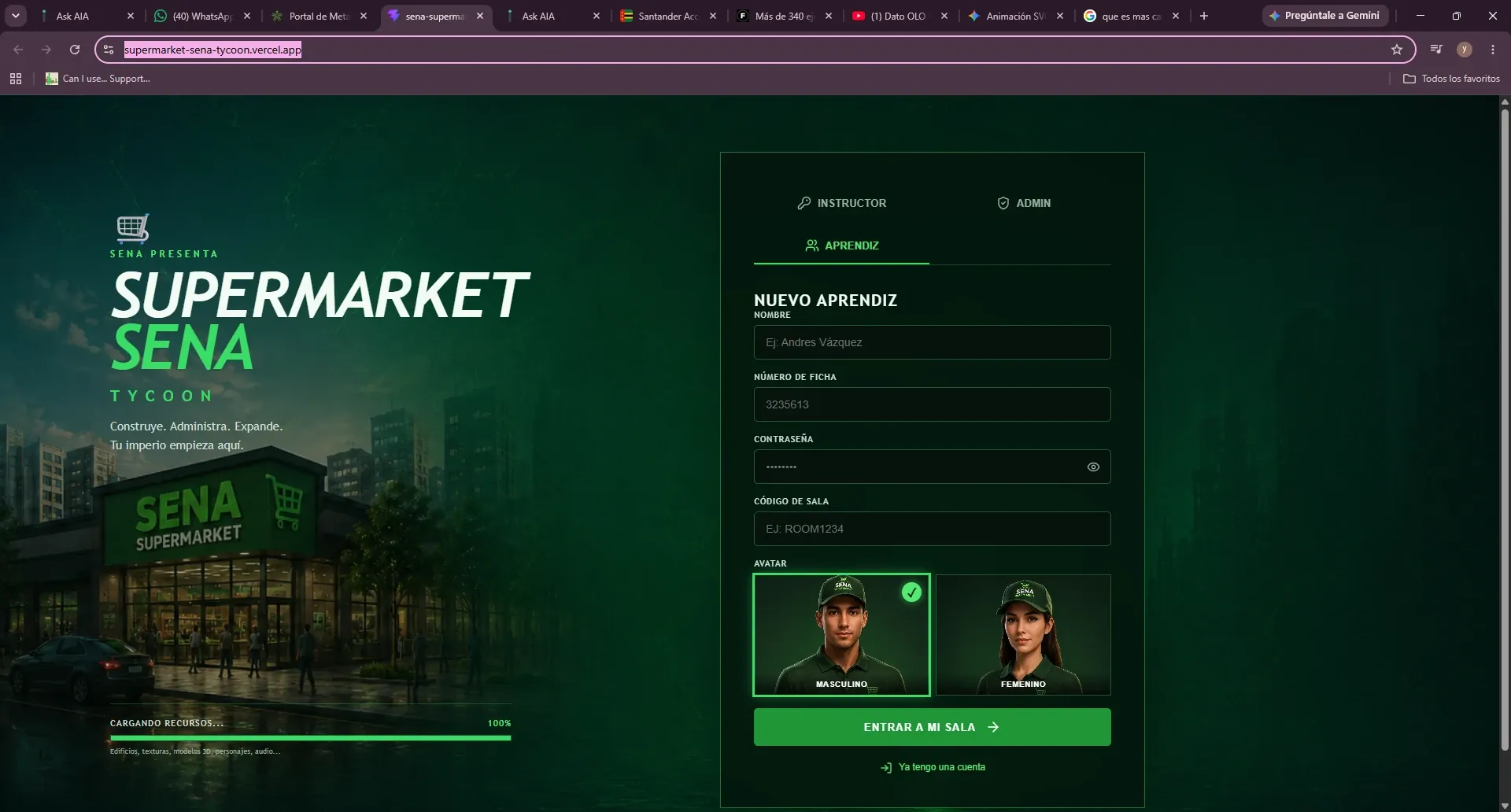 Vista de Supermarket SENA Tycoon